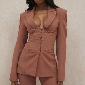 HOUSE of CB MAKANI MOCHA HOURGLASS CORSET BLAZER